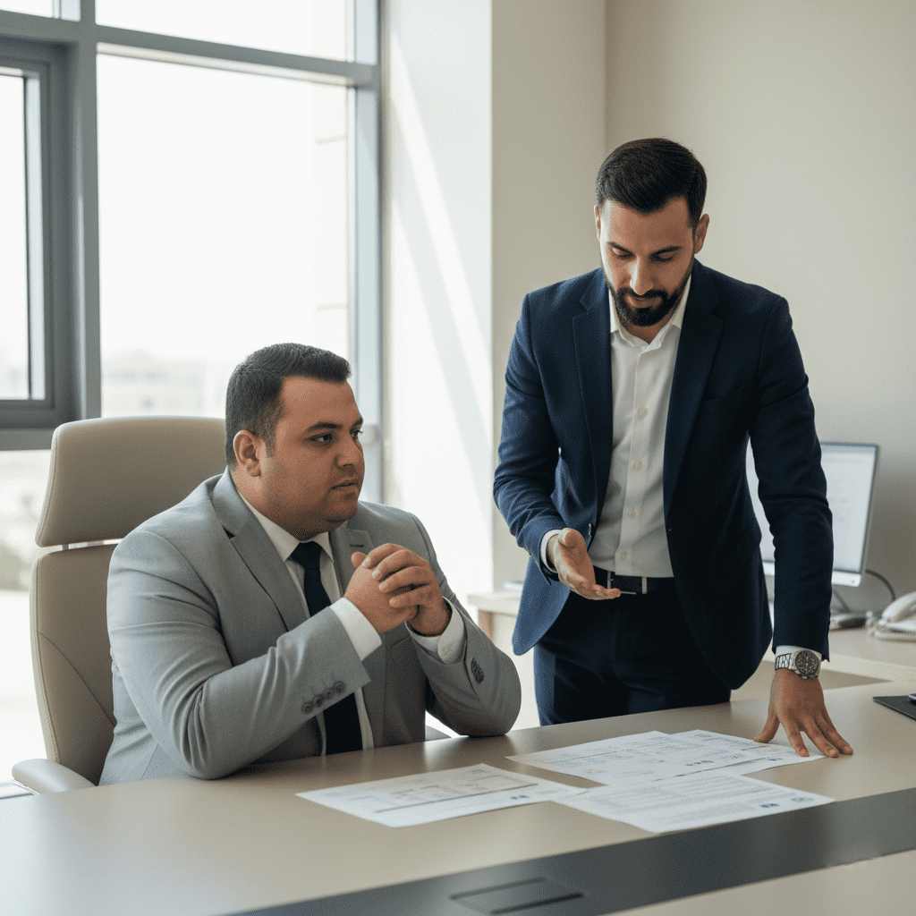  Accredited study consultation session in Kuwait inside a modern academic office 