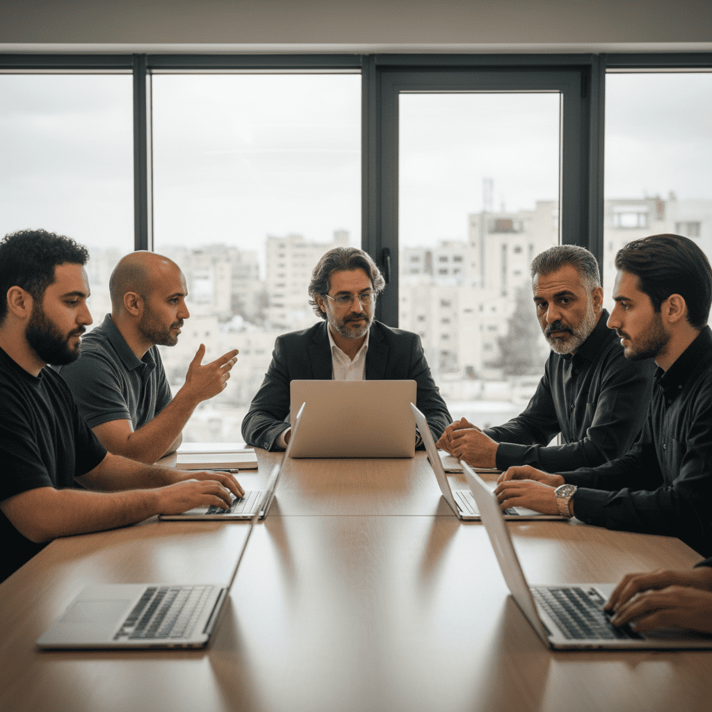  Professional Doctorate students in Jordan discussing their research via Gate Academy 