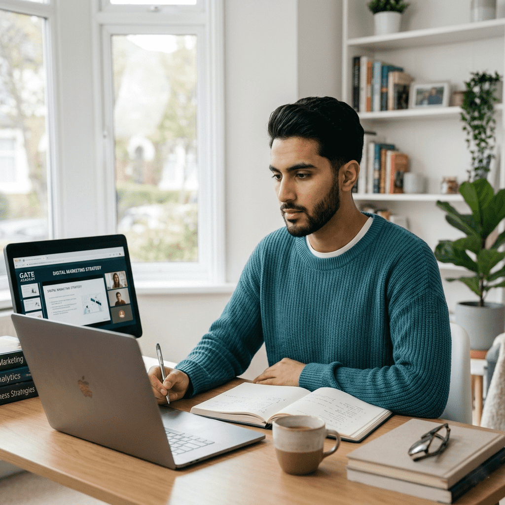  Online study with Gate Academy using laptop from home 